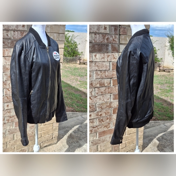 Barneys Originals Leather Jacket, Levi's Patch ❤️ A Guy In Levi's, Women Size S - Picture 8 of 16
